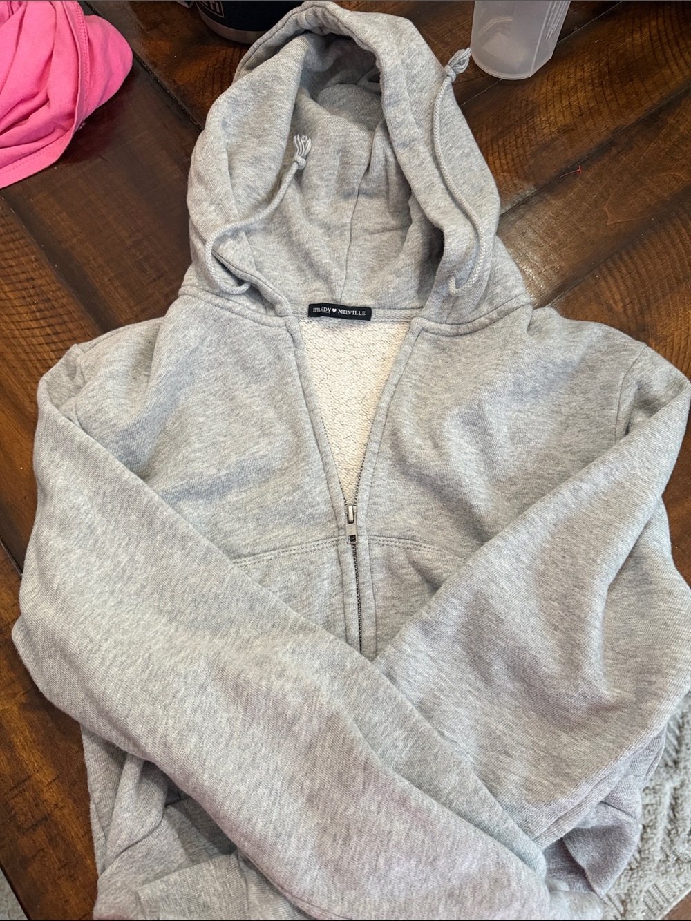 Brandy Melville Gray Cropped Zip Hoodie